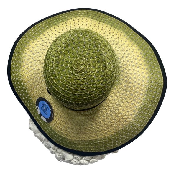 Plasma Beamz Green Tie-Dye Straw Wide Brim Sun Hat main image 4